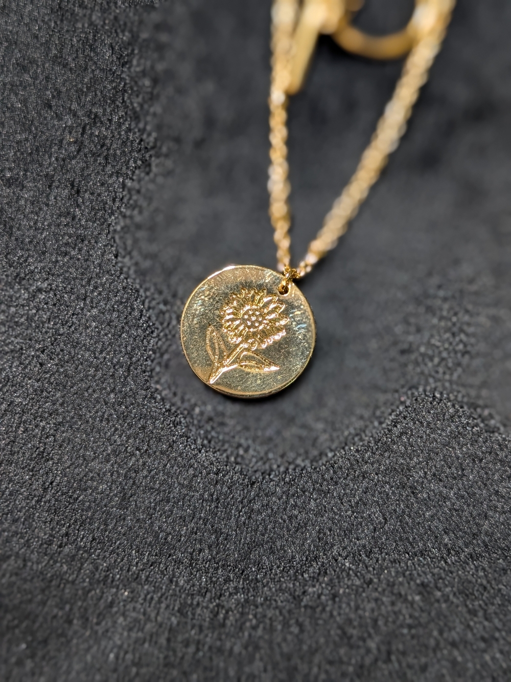 Gold Tone Floral Coin Pendant Necklace - Women's Jewelry